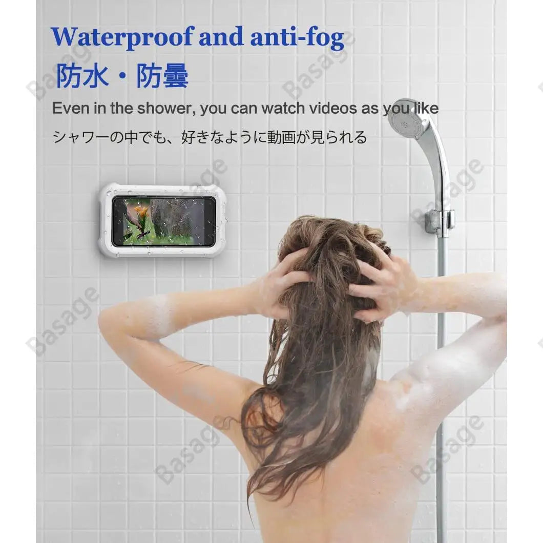 Premium Waterproof Wall-Mounted Phone Holder with 480° Rotation and Adjustable Angle for Bathrooms and Kitchens, Accommodates Devices Up to 6.8 Inches