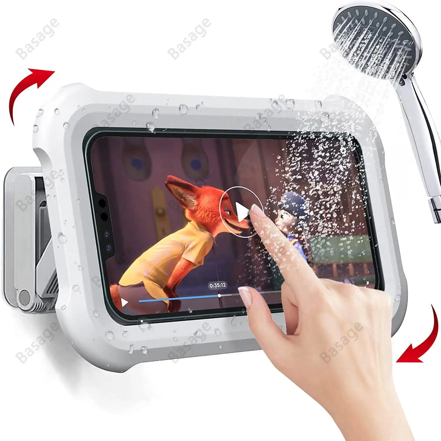 Premium Waterproof Wall-Mounted Phone Holder with 480° Rotation and Adjustable Angle for Bathrooms and Kitchens, Accommodates Devices Up to 6.8 Inches