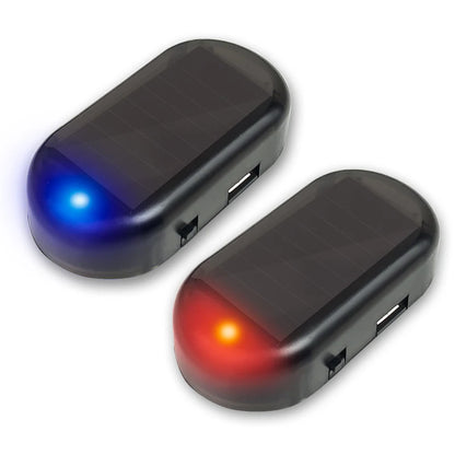 Solar-Powered LED Security Alarm System with Flashing Anti-Theft Warning Light for Vehicles