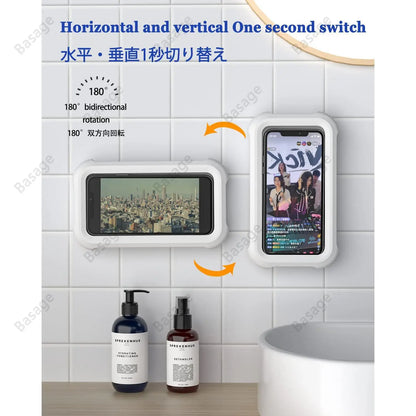 Premium Waterproof Wall-Mounted Phone Holder with 480° Rotation and Adjustable Angle for Bathrooms and Kitchens, Accommodates Devices Up to 6.8 Inches